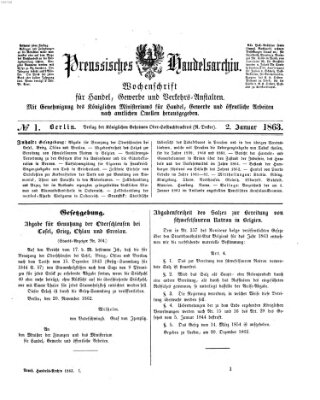 Preußisches Handels-Archiv Freitag 2. Januar 1863