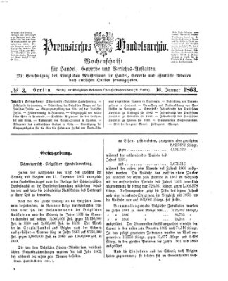 Preußisches Handels-Archiv Freitag 16. Januar 1863