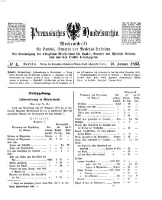 Preußisches Handels-Archiv Freitag 23. Januar 1863