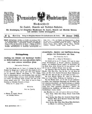 Preußisches Handels-Archiv Freitag 30. Januar 1863