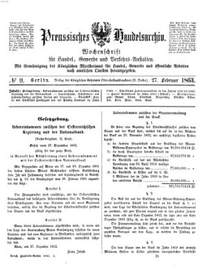 Preußisches Handels-Archiv Freitag 27. Februar 1863