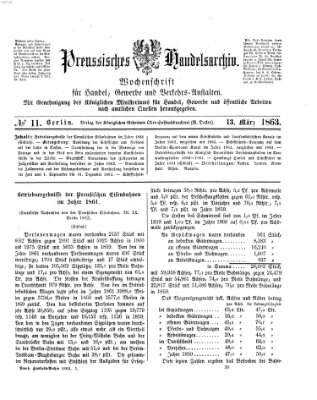 Preußisches Handels-Archiv Freitag 13. März 1863