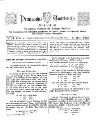 Preußisches Handels-Archiv Freitag 27. März 1863