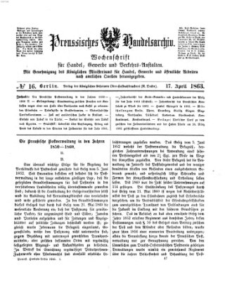 Preußisches Handels-Archiv Freitag 17. April 1863