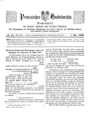 Preußisches Handels-Archiv Freitag 1. Mai 1863