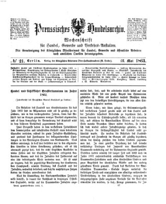 Preußisches Handels-Archiv Freitag 22. Mai 1863