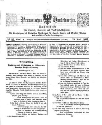 Preußisches Handels-Archiv Freitag 19. Juni 1863