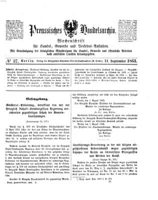 Preußisches Handels-Archiv Freitag 11. September 1863