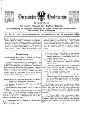 Preußisches Handels-Archiv Freitag 25. September 1863