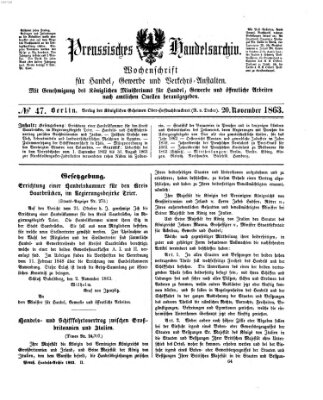 Preußisches Handels-Archiv Freitag 20. November 1863