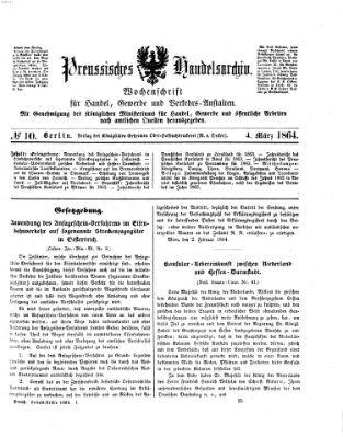 Preußisches Handels-Archiv Freitag 4. März 1864