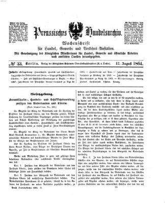 Preußisches Handels-Archiv Freitag 12. August 1864