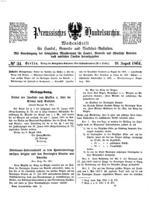 Preußisches Handels-Archiv Freitag 19. August 1864