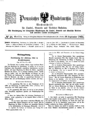 Preußisches Handels-Archiv Freitag 30. September 1864