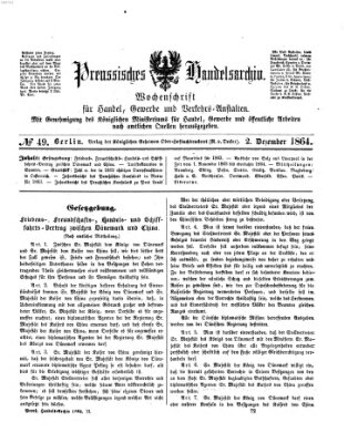 Preußisches Handels-Archiv Freitag 2. Dezember 1864