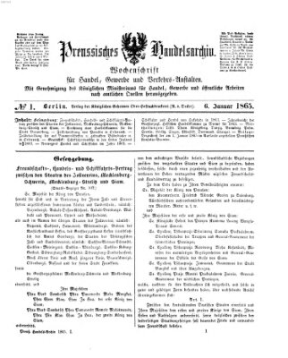 Preußisches Handels-Archiv Freitag 6. Januar 1865