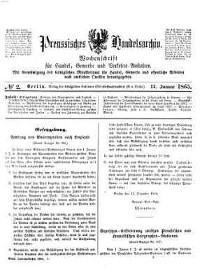 Preußisches Handels-Archiv Freitag 13. Januar 1865