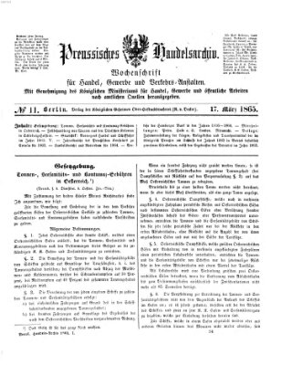 Preußisches Handels-Archiv Freitag 17. März 1865