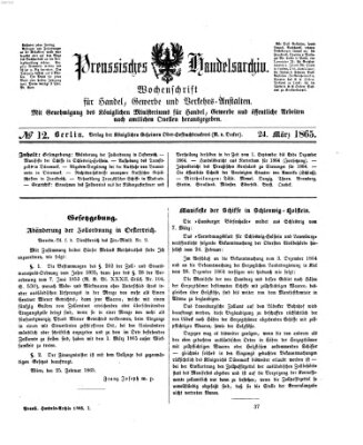 Preußisches Handels-Archiv Freitag 24. März 1865