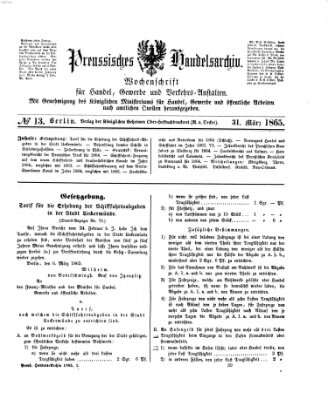 Preußisches Handels-Archiv Freitag 31. März 1865