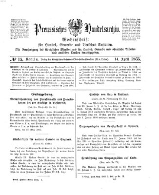 Preußisches Handels-Archiv Freitag 14. April 1865