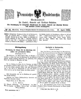 Preußisches Handels-Archiv Freitag 21. April 1865