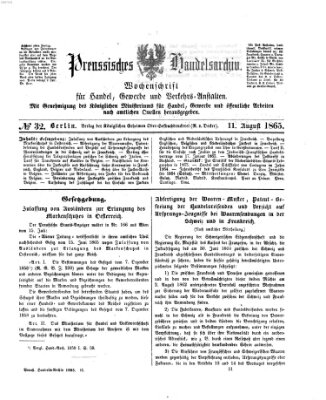 Preußisches Handels-Archiv Freitag 11. August 1865