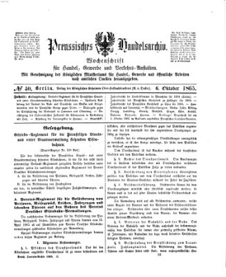 Preußisches Handels-Archiv Freitag 6. Oktober 1865