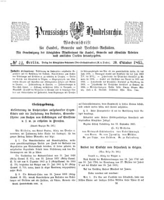 Preußisches Handels-Archiv Freitag 20. Oktober 1865