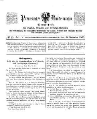 Preußisches Handels-Archiv Freitag 10. November 1865