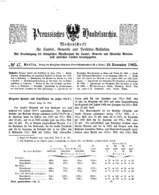 Preußisches Handels-Archiv Freitag 24. November 1865