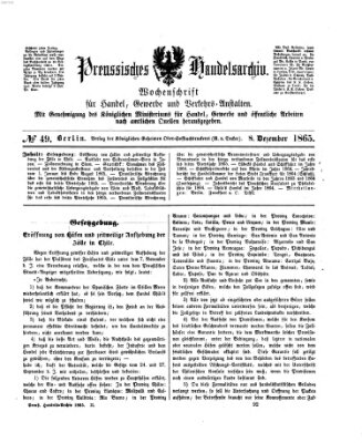 Preußisches Handels-Archiv Freitag 8. Dezember 1865