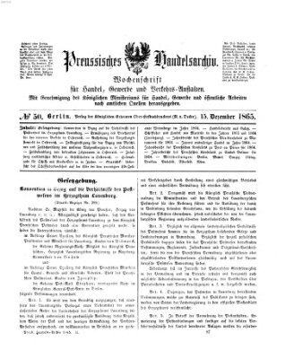 Preußisches Handels-Archiv Freitag 15. Dezember 1865