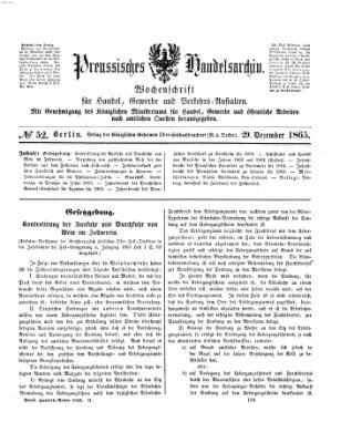 Preußisches Handels-Archiv Freitag 29. Dezember 1865