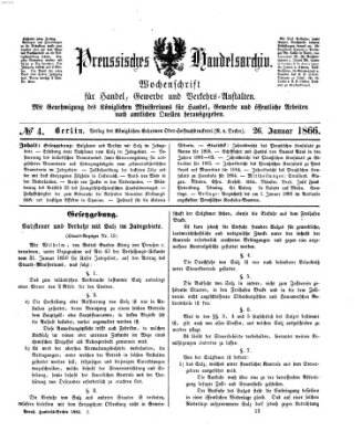 Preußisches Handels-Archiv Freitag 26. Januar 1866