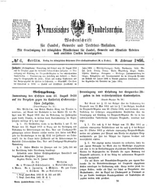 Preußisches Handels-Archiv Freitag 9. Februar 1866