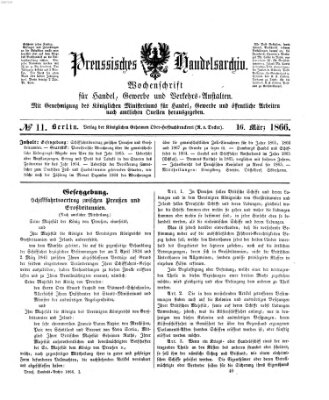 Preußisches Handels-Archiv Freitag 16. März 1866