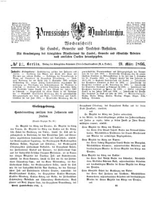 Preußisches Handels-Archiv Freitag 23. März 1866