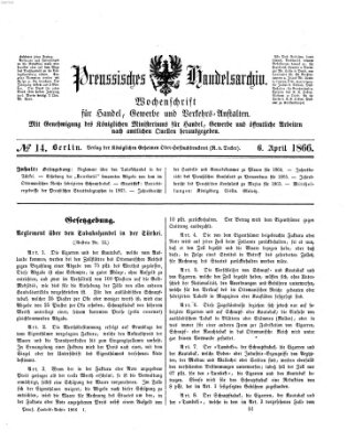 Preußisches Handels-Archiv Freitag 6. April 1866