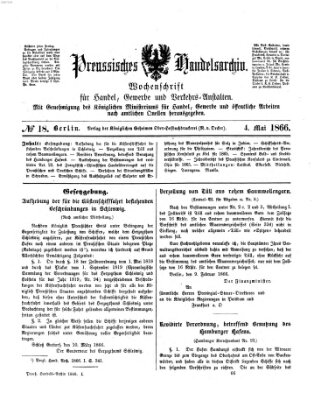 Preußisches Handels-Archiv Freitag 4. Mai 1866