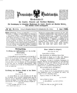 Preußisches Handels-Archiv Freitag 1. Juni 1866