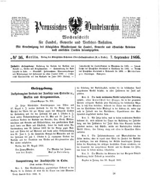 Preußisches Handels-Archiv Freitag 7. September 1866