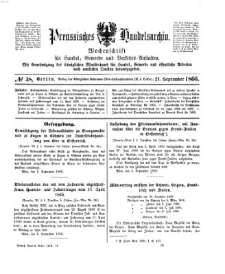 Preußisches Handels-Archiv Freitag 21. September 1866