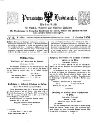 Preußisches Handels-Archiv Freitag 12. Oktober 1866