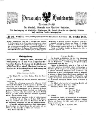 Preußisches Handels-Archiv Freitag 19. Oktober 1866