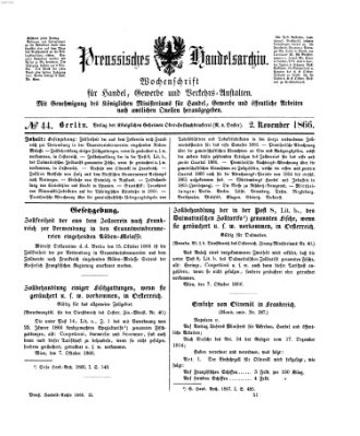 Preußisches Handels-Archiv Freitag 2. November 1866