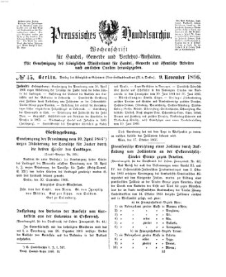 Preußisches Handels-Archiv Freitag 9. November 1866