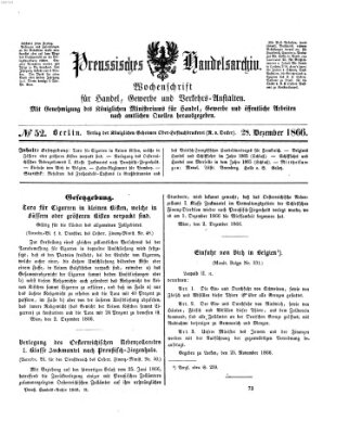 Preußisches Handels-Archiv Freitag 28. Dezember 1866