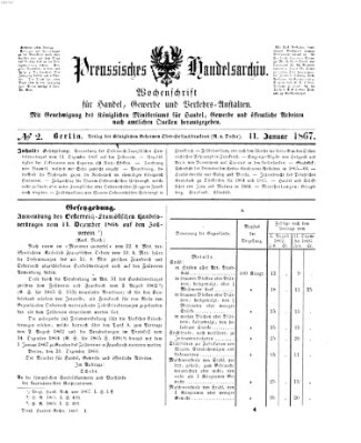 Preußisches Handels-Archiv Freitag 11. Januar 1867