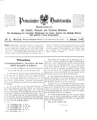Preußisches Handels-Archiv Freitag 1. Februar 1867